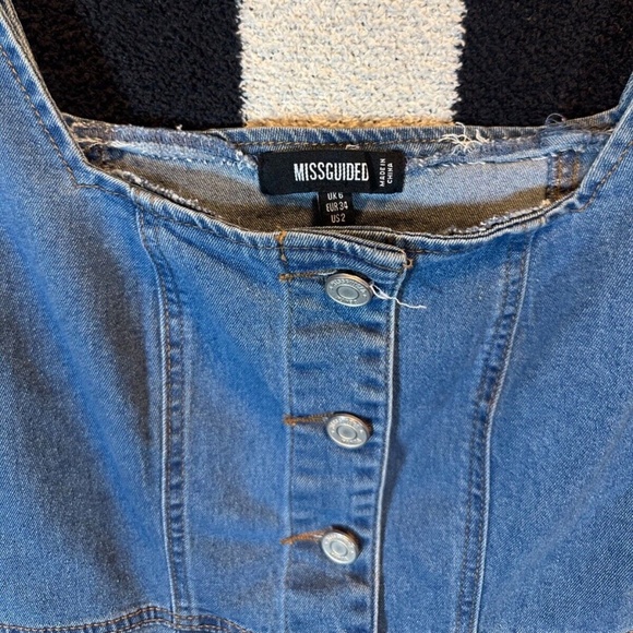 Missguided Denim Mini Con Button Down Dress Women's Size 2 - Picture 2 of 4